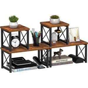 Desktop organizer shelf 2 tier stackable office storage rack desk shelf stand